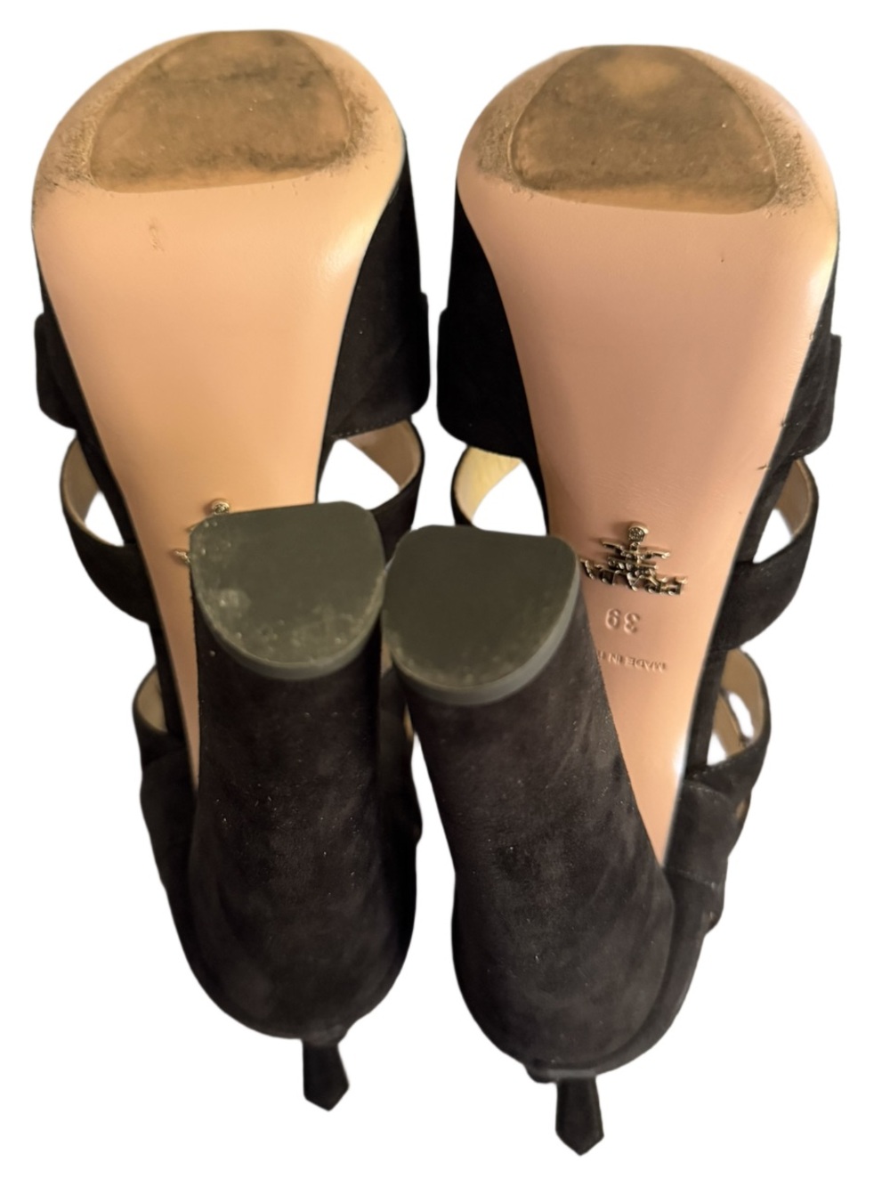 Prada Black Suede Crisscross Platform Chunky Block Hill Women’s Size 39 - Picture 5 of 9